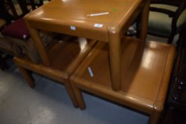 Three vintage beech occasional/coffee tables, approx. 60 x 60cm