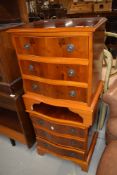 A pair of late 20th century yew wood bedside drawers, each w 50cm