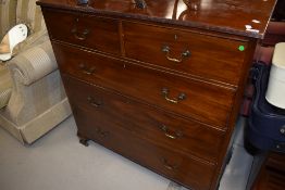 An Edwardian mahogaany chest of two short and three long drawers on bracket feet, w 107cm