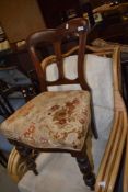 A Victorian mahogany dining chair having upholstered seat