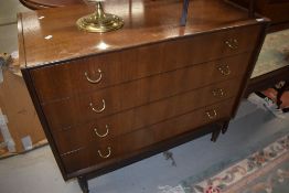 A 1950's design Gnome G Plan sapele chest of four drawers, w 96cm