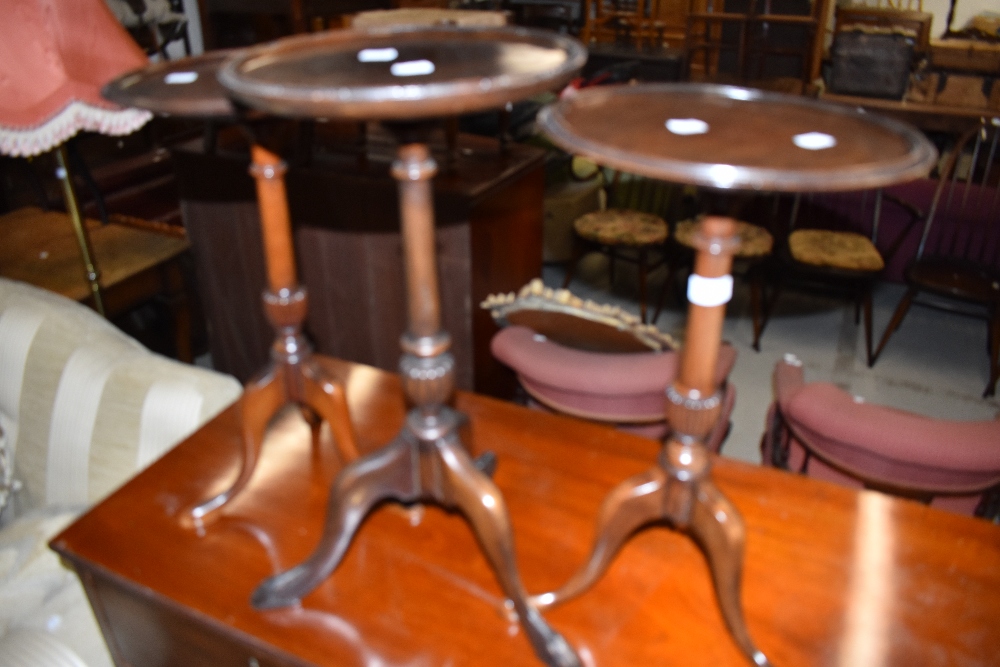 Three reproduction mahogany wine tables