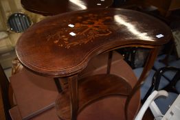 An Edwardian mahogany and inlaid kidney shaped occasional table