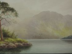A watercolour, Annie M Parsons, Head of Ullswater, signed, 26 x 74cm, plus frame and glazed