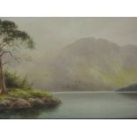 A watercolour, Annie M Parsons, Head of Ullswater, signed, 26 x 74cm, plus frame and glazed