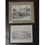 Two prints, after Alfred Wainwright, View from Orrest Head, signed, 16 x 23cm, and Malham, signed,