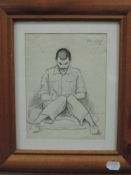 A pencil sketch, Hal Woolf, Soldier Writing Home, signed, attributed verso, and dated 1941, 20 x