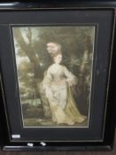 A print, Gainsborough lady, 45 x 28cm, plus frame and glazed
