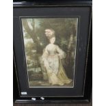 A print, Gainsborough lady, 45 x 28cm, plus frame and glazed