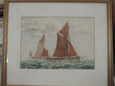 A watercolour, Robert A Keith, sailing boats, 16 x 22cm, plus frame and glazed