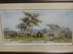 A Ltd Ed print, after David Shepherd, In the Shadow of Kilimanjaro, signed and num 404/950, 38 x