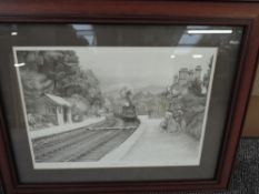 A limited edition framed print after John S Gibb, Haverthwaite Station, bearing signature to border,