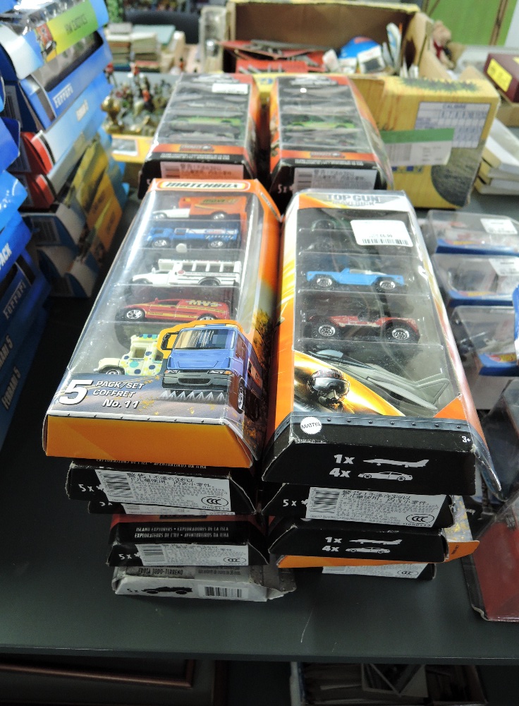 A large collection of modern Matchbox diecasts, all in blister packs of 5, approx 20 packs or sets