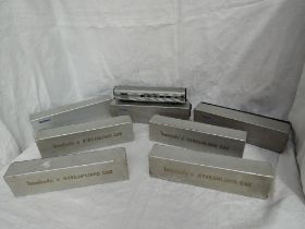Seven Tenshod HO scale Santa Fe American Outline Coaches, all boxed, 400, 401, 402, 404 x3 and 406