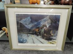 A limited edition framed print after Terence Cuneo, Simplon-Orient-Express 1930's, 733-850 85cm x