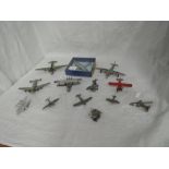 Twelve Pre War Dinky Diecast Aeroplanes including USA NC16736, G-A ZCA, G-A TBK, G-A DUV, Bi-Plane