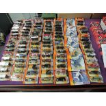 A collection of modern Matcbox diecasts, Cars, Trucks & Aeroplanes all in blister packs, 95 in