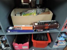 Two shelves of 00 gauge including four Lima & Hornby Locomotives, three boxed, a box of