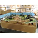 A N gauge Layout in a box contains 4 Bachmann and similar Loco's, Coaches and Wagons