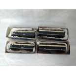 Four Stewart Hobbies HO scale American Brass Santa Fe Locomotives 109 x2 and Cars, all in Roundhouse