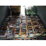 A shelf of modern Matchbox diecasts, all in blister packs, 140 in total