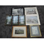 A collection of eight Railway and other prints including Whitchurch Station Clock, Silverdale Clock,