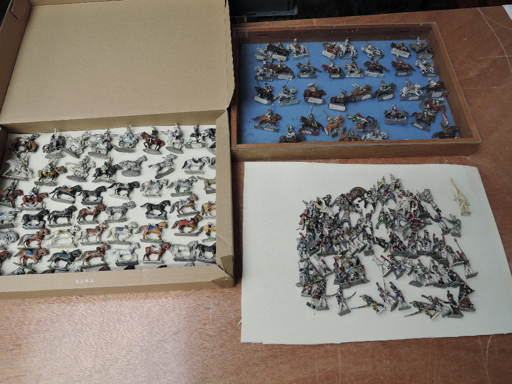 A large collection of modern lead Napoleonic and similar miniature figures and horses, most hand