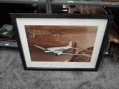 A framed print, Canadian Colonial Airways 1939, The Golden Age Of Flight, 75cm x 60cm