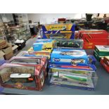 Twenty One 1990's and later Corgi diecast Articulated Wagons, Trams, Flat Beds and Buses including