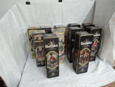 Eleven empty wooden Whisky Tins, Glenfiddich Clan Sinclair, Clan Murray, Clan Sutherland, Clan