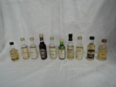 Ten Single Malt Whisky Distillery Bottling Miniatures, Longrow 1973 46% vol, Glenfiddich Classic 43%