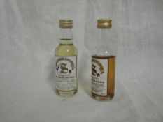 Two Signatory Vintage Whisky Miniature, Islay Port Ellen 17 year old distilled 1974, bottled 1992