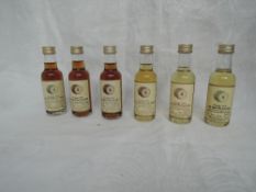 Six Signatory Highland Single Malt Whisky Miniatures, Braes of Glenlivet 15 year distilled 1979