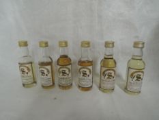 Six Signatory Vintage Whisky Miniature, Orkney Highland Park 22 year old distilled 1966, bottled