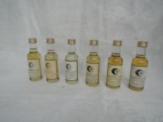 Six Signatory Highland Single Malt Whisky Miniatures, Edradour 20 year distilled 1976 bottled 1996