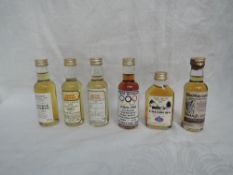Six Single Malt Whisky Miniatures including limited editions, 100th Olympics Atlanta 1996 21 Year