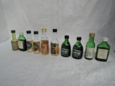 Ten Single Malt Whisky Miniatures, Laphroaig 10 year old 43% vol x2, Talisker 10 year old 45.8% vol,