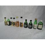 Ten Single Malt Whisky Miniatures, Laphroaig 10 year old 43% vol x2, Talisker 10 year old 45.8% vol,
