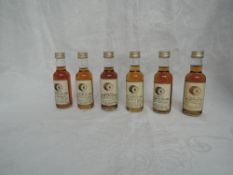 Six Signatory Highland Single Malt Whisky Miniatures, Glendronach 9 year distilled 1987 bottled 1997