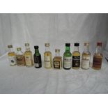 Ten Single Malt Whisky Distillery Bottling Miniatures, Inchgower 12 year old Delux 70 proof,