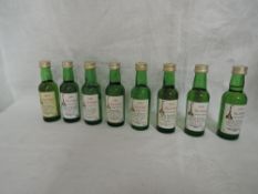 Eight James Mac Arthurs Single Malt Scotch Whisky Miniatures, Ben Nevis 27 year old 1963 54% vol,