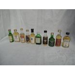 Ten Single Malt Whisky Distillery Bottling Miniatures, Longmorn 12 year old 40% vol, Glen Rothes