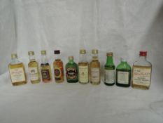 Ten Single Malt Whisky Distillery Bottling Miniatures, Ben Nevis 40% vol, Talisker 10 year old 45.8%