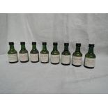 Eight Miniature bottles of Single Malt Whisky, Whaligoe 17 year old 92.5% proof 52.8% vol, Skerridhu