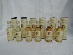 Six Signatory Highland Single Malt Whisky Miniatures, Braes of Glenlivet 15 year old distilled