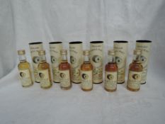 Six Signatory Highland Single Malt Whisky Miniatures, Ben Nevis 8 year old distilled 1990 bottled