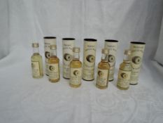 Five Signatory Highland Single Malt Whisky Miniatures, Coleburn 14 year old distilled 1983 bottled