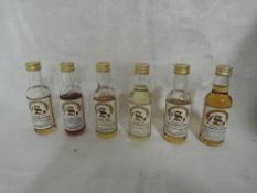 Six Signatory Vintage Whisky Miniature, Highland Aberlour Glenlivet 19 year old distilled 1970,