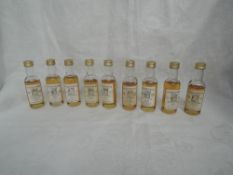 Nine Connoisseurs Choice Lowland, Speyside & Highland Single Malt Whisky Miniatures all from