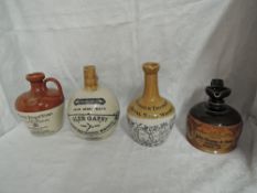 Four Antique Whisky Stoneware Flagons, Kennedy, Gilmour Thomson Royal Stag Whisky, Port Dundas, Glen